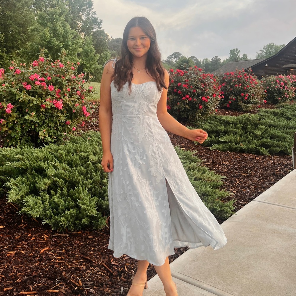 Lulus Tie-Strap Midi Dress - Dusty Blue